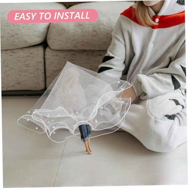 iplusmile Eleganter Perlenschleier für Brautpuppe, 50 cm, Brautfrisur-Accessoire