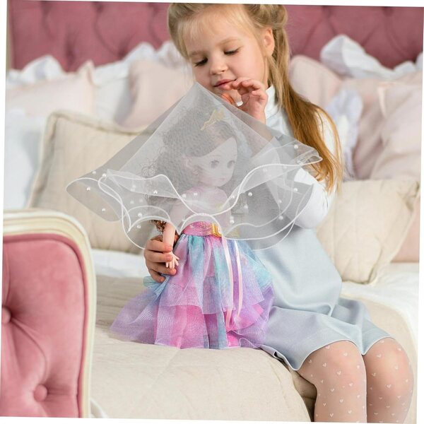 iplusmile Eleganter Perlenschleier für Brautpuppe, 50 cm, Brautfrisur-Accessoire
