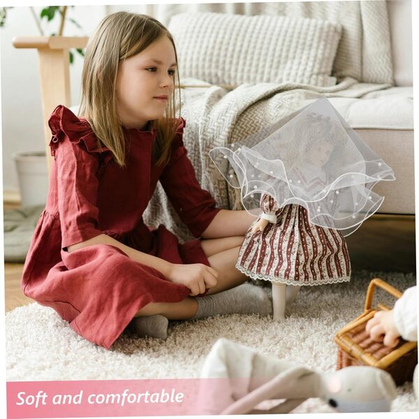 iplusmile Eleganter Perlenschleier für Brautpuppe, 50 cm, Brautfrisur-Accessoire
