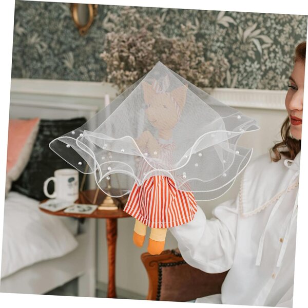 iplusmile Eleganter Perlenschleier für Brautpuppe, 50 cm, Brautfrisur-Accessoire