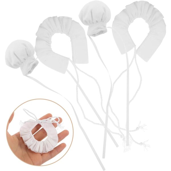 Set 2 Mini Cappelli da Cuoco Bianchi con Sciarpa per Bambole - Accessori Gioco Cucina