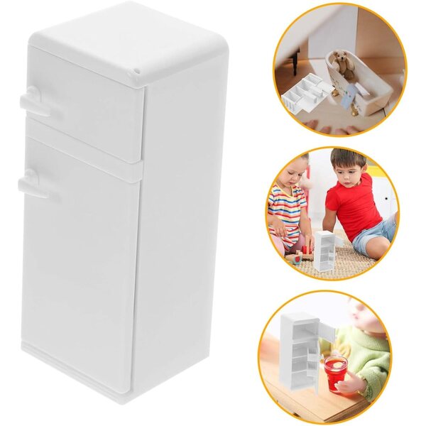 ORFOFE Mini Frigorifero Bianco in Miniatura per Casa delle Bambole, Decorazione Realistica e Sicura