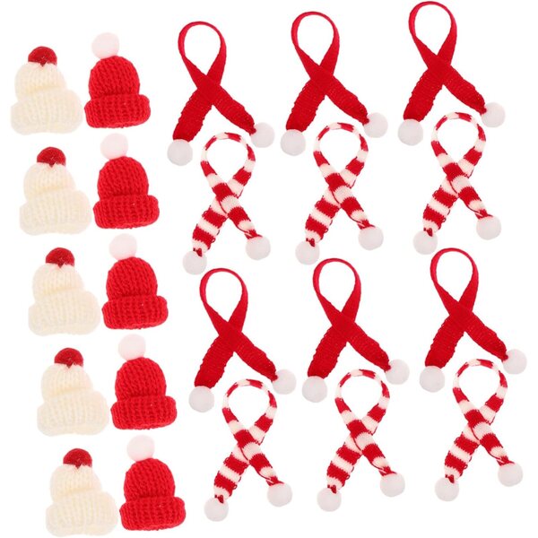 Set 40 pezzi Cappelli e Sciarpe Natalizie per Bambole, Accessori di Natale in Lana