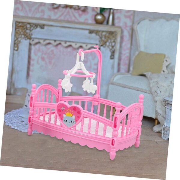 ERINGOGO Mini Rosa Miniatur-Puppenbett – Ergonomisches Puppenhausbett