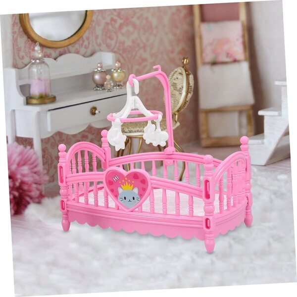 ERINGOGO Mini Rosa Miniatur-Puppenbett – Ergonomisches Puppenhausbett