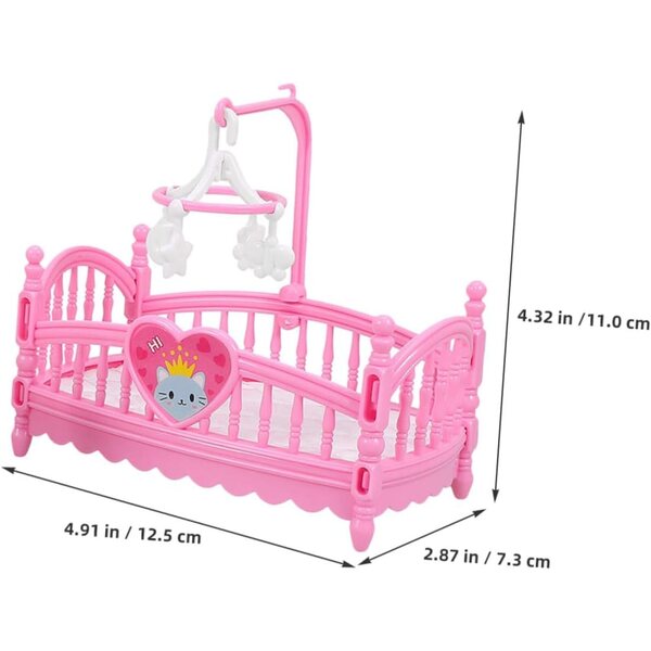 ERINGOGO Mini Rosa Miniatur-Puppenbett – Ergonomisches Puppenhausbett