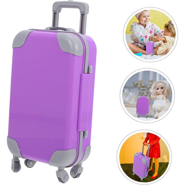 Hemobllo Mini-Lavendel-Koffer für 18-Zoll-Puppenhaus aus realistischem ABS