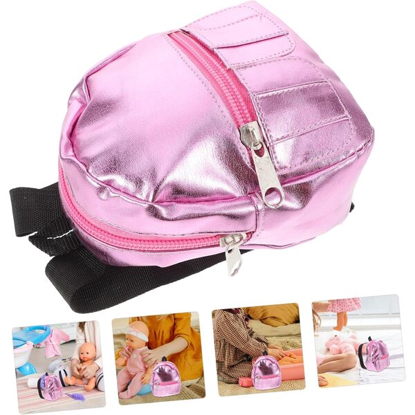 NOLITOY Mini Pink Sac à Dos für Puppen – dekoratives und funktionales Accessoire 11 x 11 cm