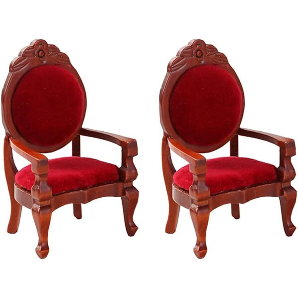 Alasum 2 Pezzi Mini Poltrona in Legno Rosso per Casa delle Bambole, Decorazione Miniatura