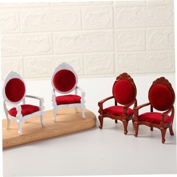 Alasum 2 Pezzi Mini Poltrona in Legno Rosso per Casa delle Bambole, Decorazione Miniatura