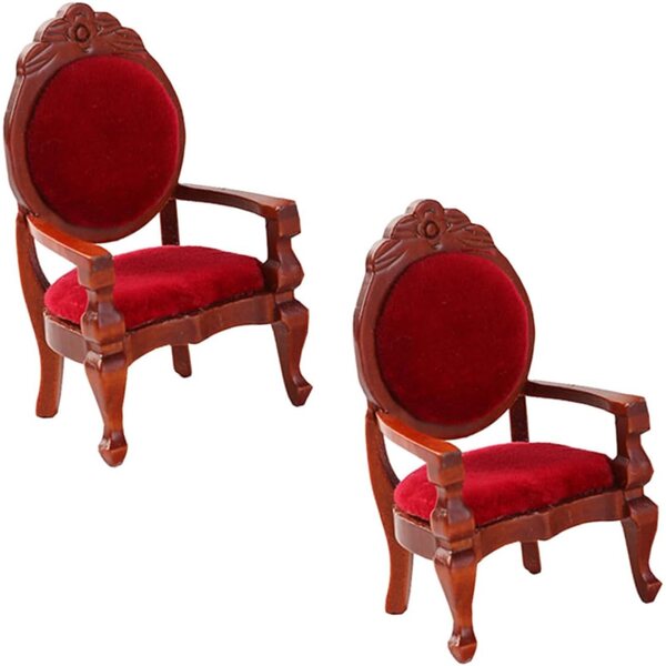 Alasum 2 Pezzi Mini Poltrona in Legno Rosso per Casa delle Bambole, Decorazione Miniatura