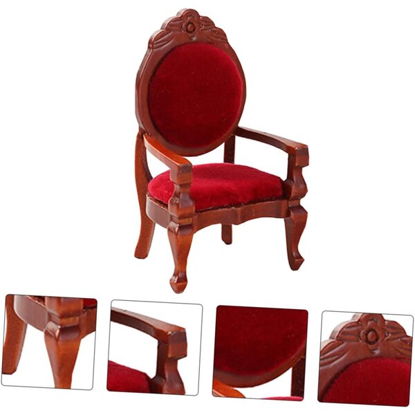 Alasum 2 Pezzi Mini Poltrona in Legno Rosso per Casa delle Bambole, Decorazione Miniatura