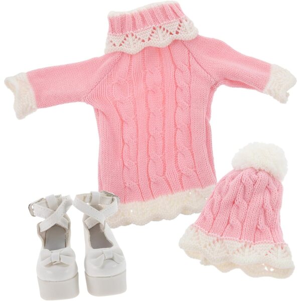 Abbigliamento per bambola da 60 cm: Abito in Maglia Invernale con Cappello e Sciarpa Colorata