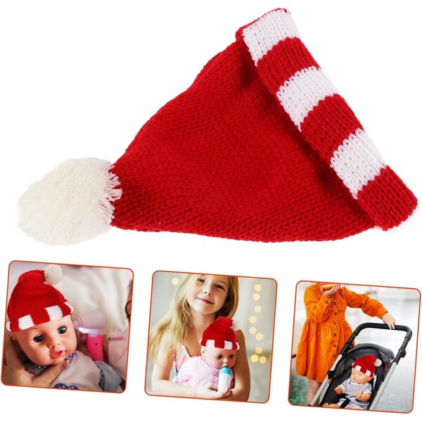 NOLITOY Mini cappello lavorato a maglia rosso per bambole fai da te, Accessorio Lana Decorativo