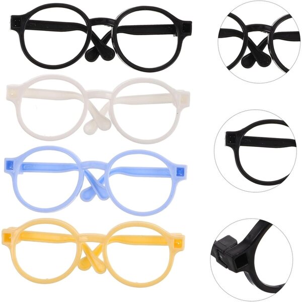 Set 4 Montature Occhiali Miniature Colorate per bambole - Accessori Realistici e Resistenti