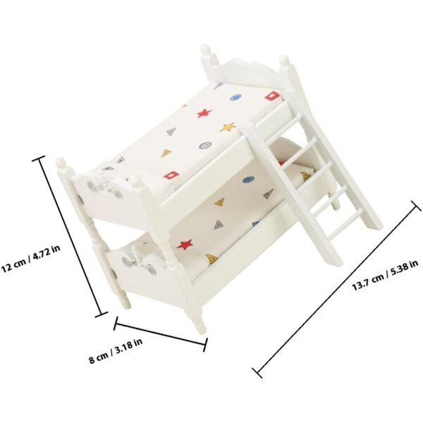 Letto a Castello in Miniatura in Legno per Casa delle Bambole, Facile da Montare e Resistente