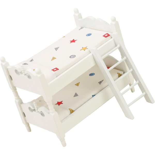 Letto a Castello in Miniatura in Legno per Casa delle Bambole, Facile da Montare e Resistente