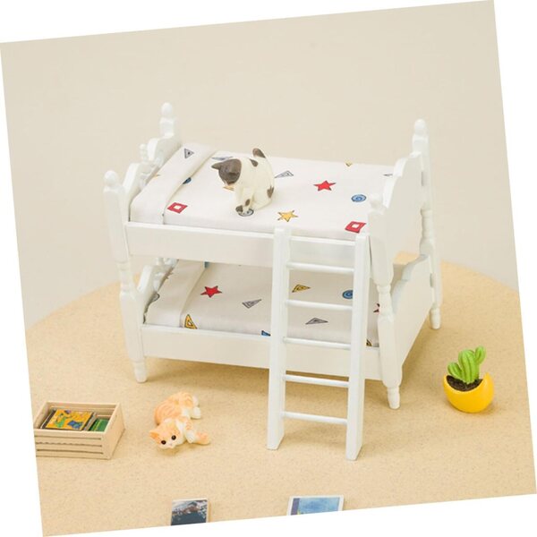 Letto a Castello in Miniatura in Legno per Casa delle Bambole, Facile da Montare e Resistente