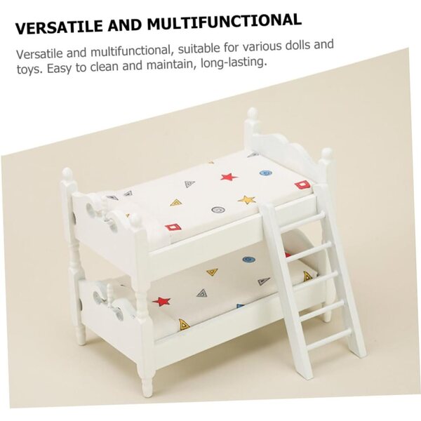 Letto a Castello in Miniatura in Legno per Casa delle Bambole, Facile da Montare e Resistente