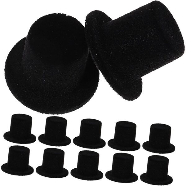 Mini cappelli a cilindro in feltro neri 30 pezzi per decorazioni e hobby creativi