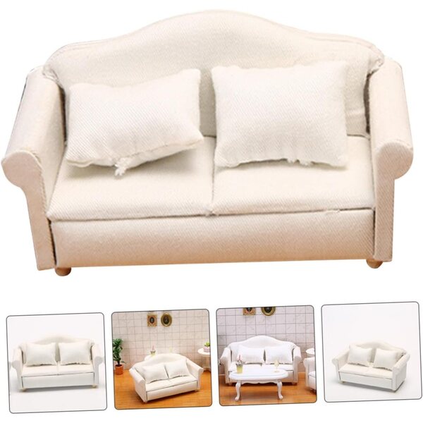 Divano in Miniatura Bianco SOPOTUTU per Case delle Bambole, Accessorio Decorativo Chic