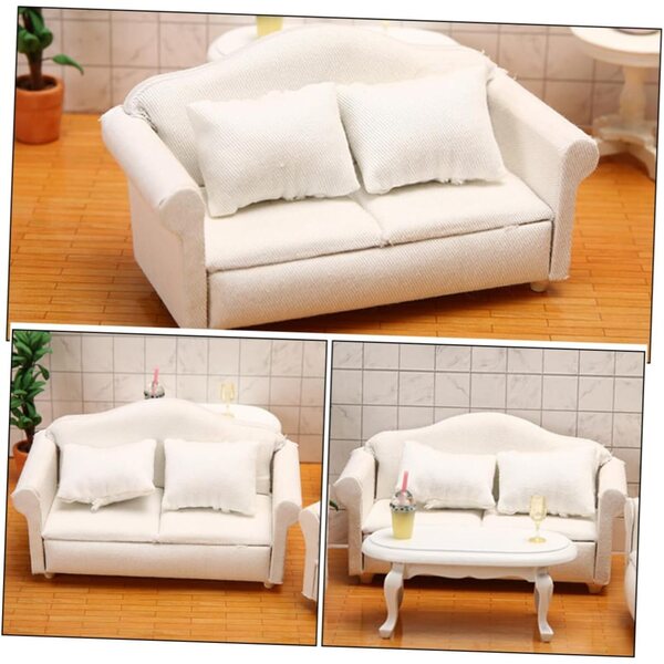 Divano in Miniatura Bianco SOPOTUTU per Case delle Bambole, Accessorio Decorativo Chic