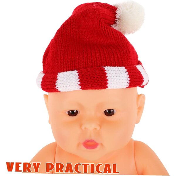 SOIMISS Mini Cappello Lavorato a Maglia Rosso Decorativo Accessorio per bambole e DIY 15x13 cm