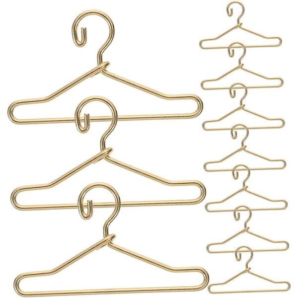 Uonlytech Mini Cintres Dorati in Metallo per Vestiti di Bambole - Set da 10 Pezzi