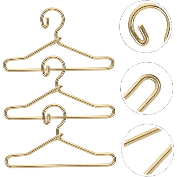 Uonlytech Mini goldene Metallcintres für Puppenkleidung – Set mit 10 Stück