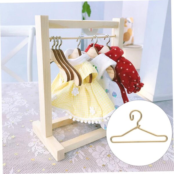 Uonlytech Mini goldene Metallcintres für Puppenkleidung – Set mit 10 Stück