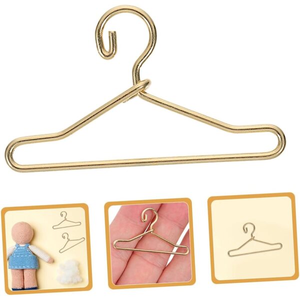 Uonlytech Mini goldene Metallcintres für Puppenkleidung – Set mit 10 Stück