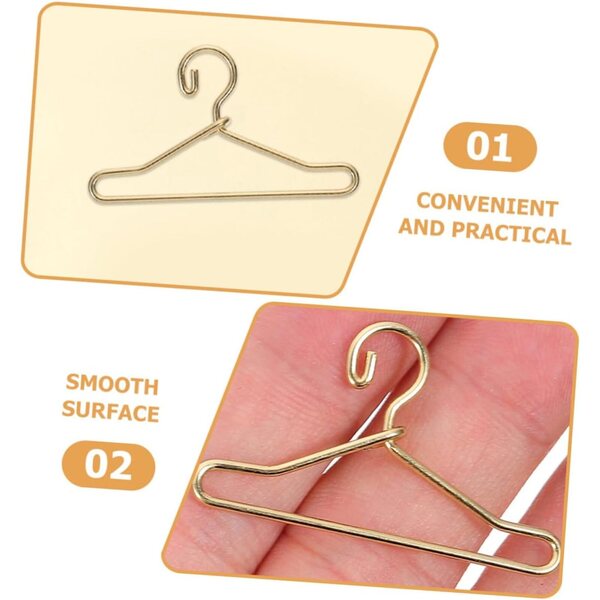 Uonlytech Mini goldene Metallcintres für Puppenkleidung – Set mit 10 Stück