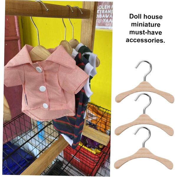 Mini cintres in legno per bambole BJD 6 cm - set da 10 per organizzare vestiti