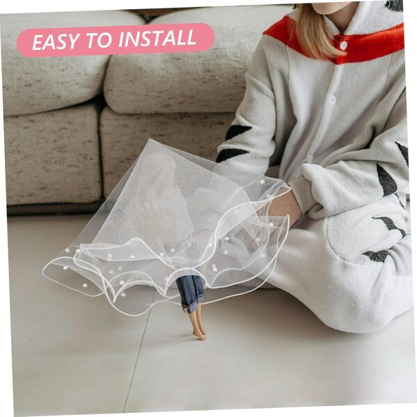 SOIMISS Voile di Sposa per Bambola in Tulle con Perle - Accessorio Elegante per Decorazioni Matrimonio