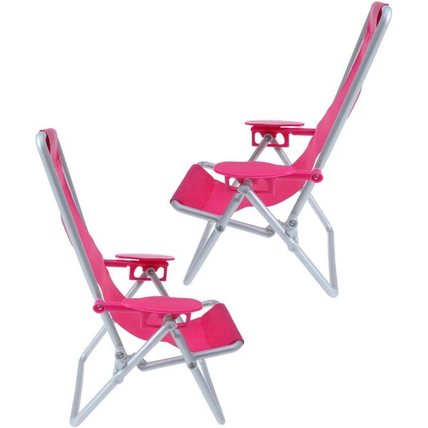 VICASKY Rosa Mini-Klappstrandstuhl für Puppenhäuser und Minigärten