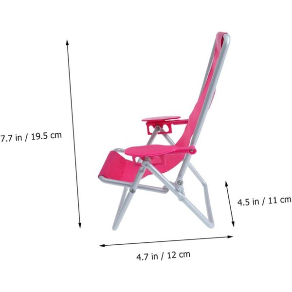 VICASKY Mini Sedia da Spiaggia Pieghevole Rosa per Casa delle Bambole e Mini Giardini