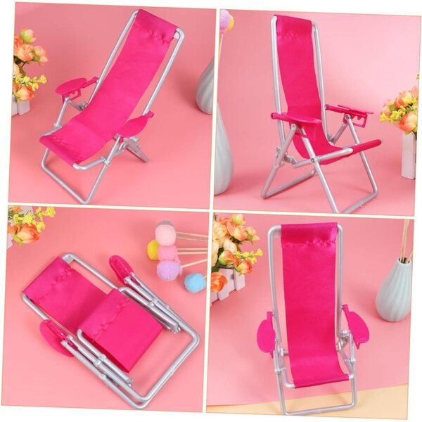 VICASKY Mini Sedia da Spiaggia Pieghevole Rosa per Casa delle Bambole e Mini Giardini