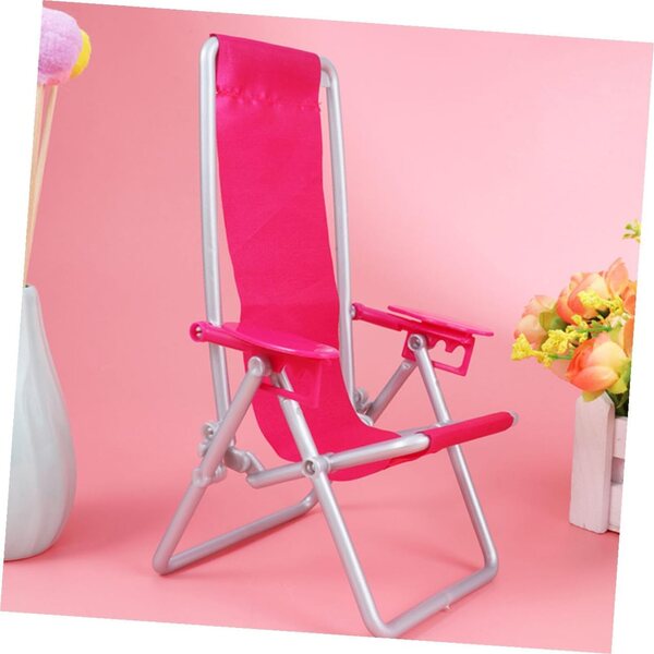 VICASKY Mini Sedia da Spiaggia Pieghevole Rosa per Casa delle Bambole e Mini Giardini