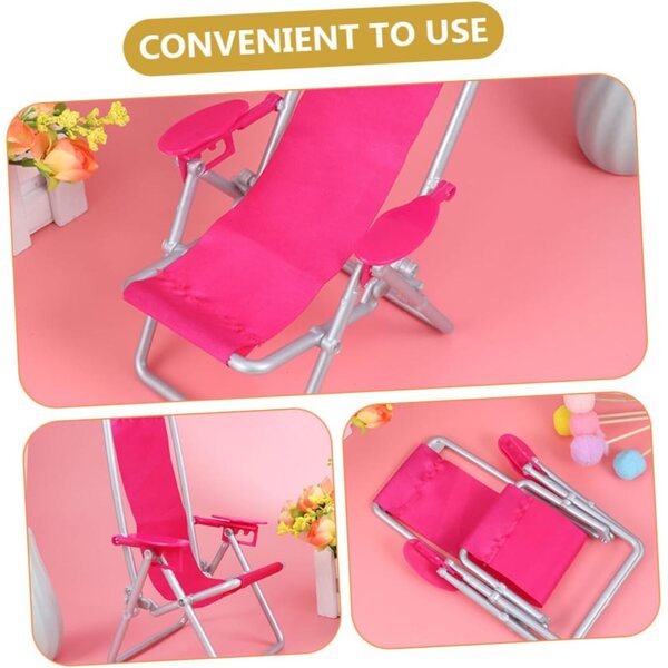 VICASKY Mini Sedia da Spiaggia Pieghevole Rosa per Casa delle Bambole e Mini Giardini