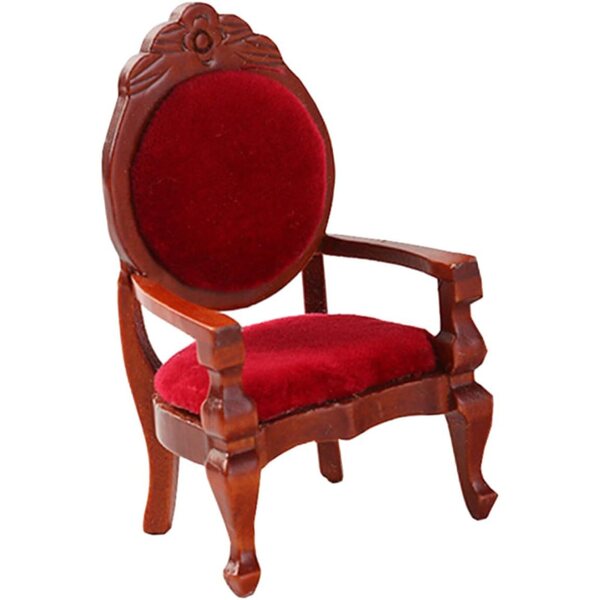 Mini sedia in legno intagliata retrò per case delle bambole 1:12, decorazioni realistiche