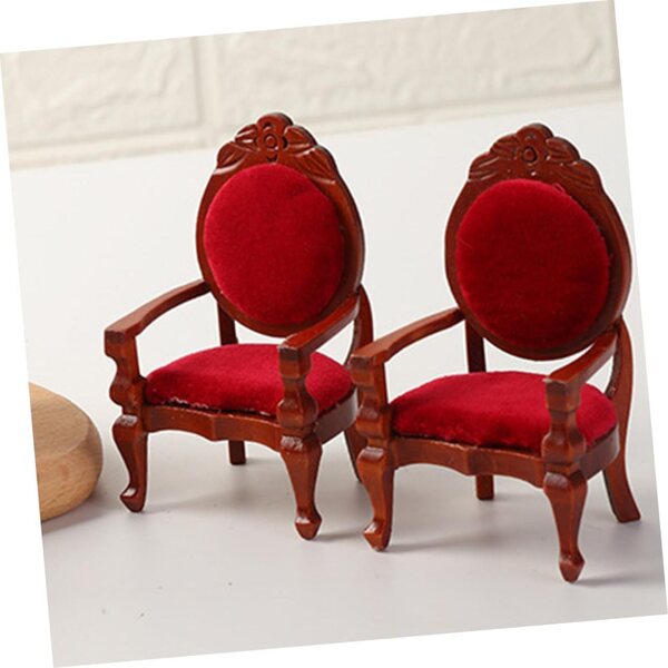 Mini retro gesneden houten stoel voor 1:12 poppenhuis, realistische decoratie