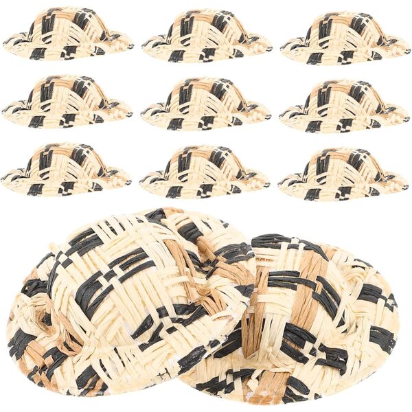 Set 20 Mini Chapeaux di Paglia Intrecciati per Decorazioni e Accessori Creativi