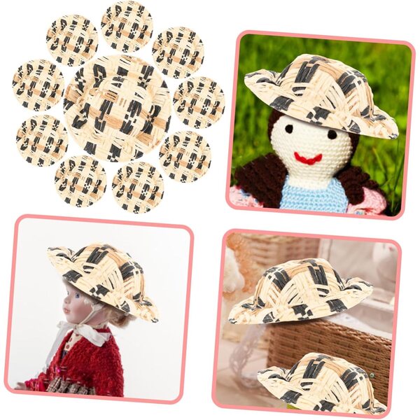 Set 20 Mini Chapeaux di Paglia Intrecciati per Decorazioni e Accessori Creativi