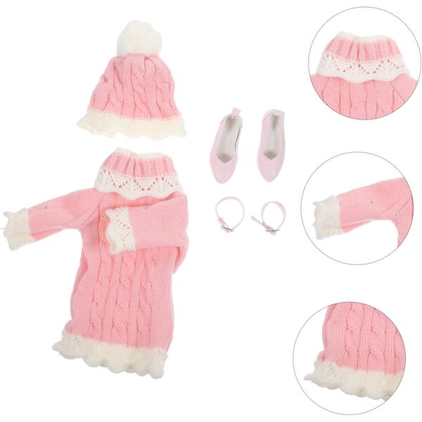 BESTonZON Vestito Invernale per Bambola con Cappello e Scarpe Rosa – Tenuta Calda e Decorativa