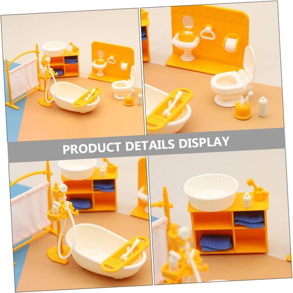 Mini-Badezimmermöbel-Set aus Kunststoff für Puppenhaus – realistisch und dekorativ