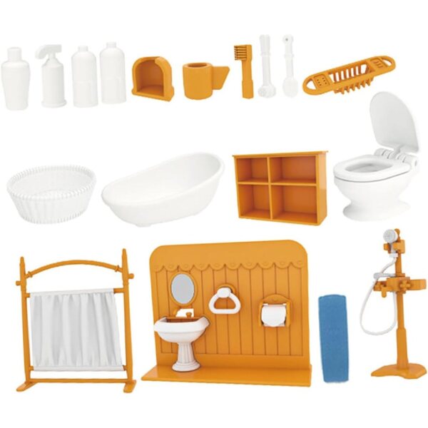 Mini-Badezimmermöbel-Set aus Kunststoff für Puppenhaus – realistisch und dekorativ