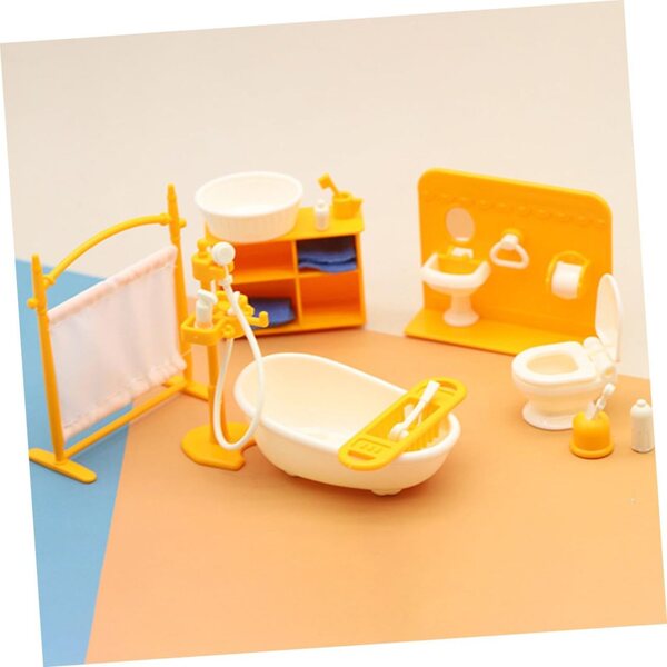 Mini-Badezimmermöbel-Set aus Kunststoff für Puppenhaus – realistisch und dekorativ