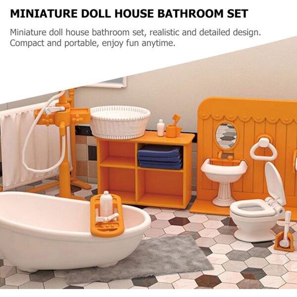Mini-Badezimmermöbel-Set aus Kunststoff für Puppenhaus – realistisch und dekorativ