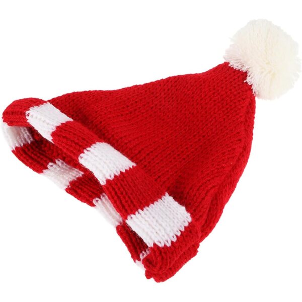 Rote gestrickte Mini-Haube für 18-Zoll-Puppen – dekoratives Wollaccessoire