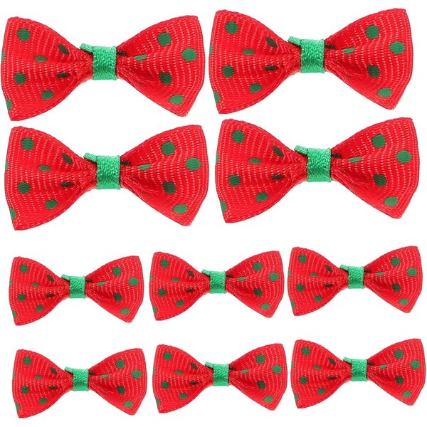GALPADA 30 Mini Nodi Rossi a Pois Verdi per Artigianato e Decorazioni